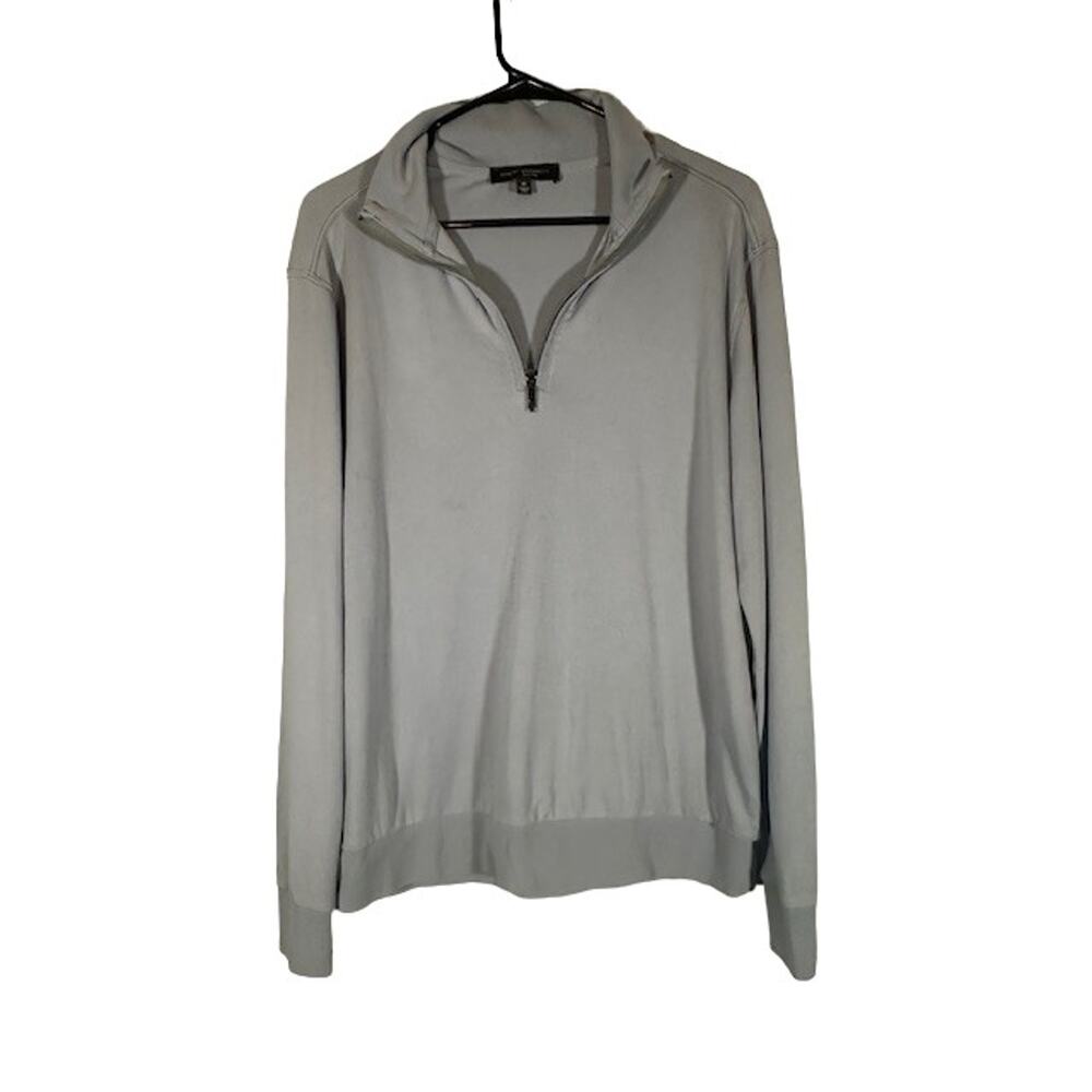 Robert Barakett Light Blue 1/4 Zipper Long Sleeve Pima Cotton Sweater Men Sz M